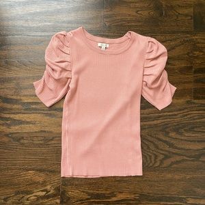 pink ruffle sleeve blouse